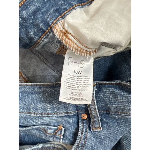 Jessica Simpson High Rise Forever Rolled Ankle Blue Jeans Women’s Size 16W - Picture 7 of 14